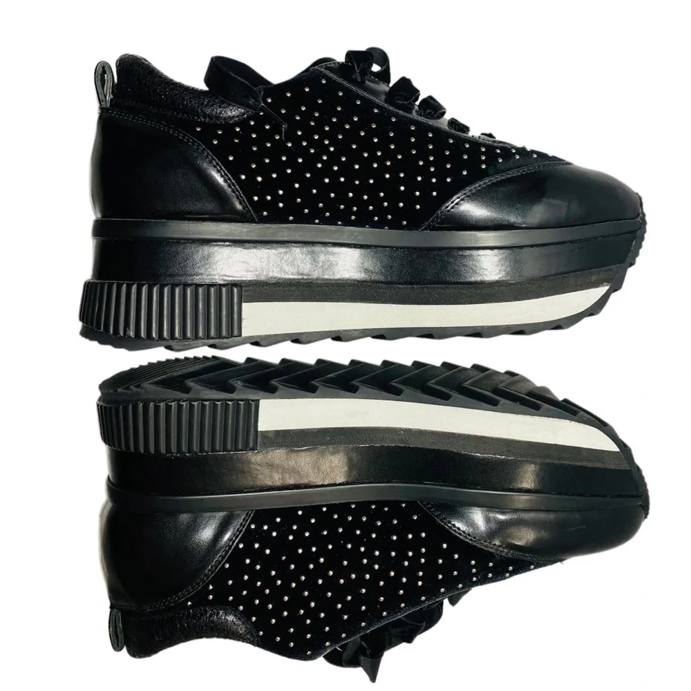 Roberto Durville Paris Chunky Platform Silver Studded Sneakers Sz‎ 42